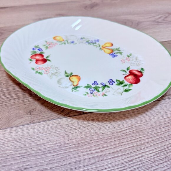 Corelle Corning Oval Serving Platter Chutney VTG 90s Dinnerware Fruit Garland - Picture 2 of 11